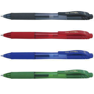 Pentel ENERGEL BL107 Gelschreiber-Set schwarz, blau, rot, grün 0,35 mm, Schreibfarbe: farbsortiert, 4 St.
