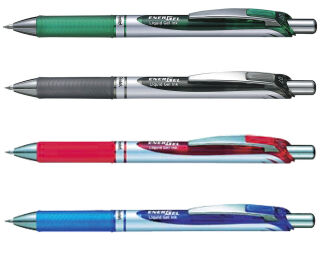 Pentel EnerGel BL77 Gelschreiber schwarz, blau, rot, grün 0,35 mm, Schreibfarbe: farbsortiert, 4 St.