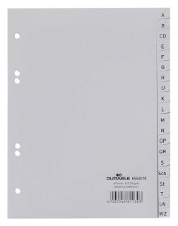 DURABLE Ordnerregister DIN A5 hoch Halbformat, hoch A-Z grau 20-teilig, 1 St.