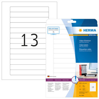HERMA Video-Etiketten 5069 weiß 147,3 x 20,0 mm, 25 Blatt