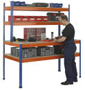 SCHULTE Werkbank blau, orange 245,0 x 77,3 x 198,1 cm