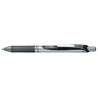 Pentel EnerGel BL77 Gelschreiber schwarz/silber 0,35 mm, Schreibfarbe: schwarz, 1 St.