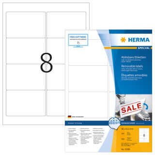 HERMA Etiketten 10308 weiß 96,0 x 63,5 mm, 100 Blatt