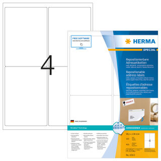 HERMA Adressetiketten 10313 weiß 99,1 x 139,0 mm, 100 Blatt