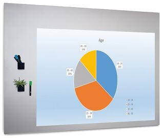 Magnetische Schreibtafel, Projektions-Glastafel, 200 x 120 cm, grau